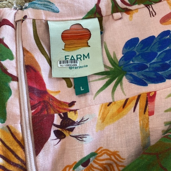 Farm Rio Bright Farm Strapless Linen Midi Dress Size L - Picture 14 of 16